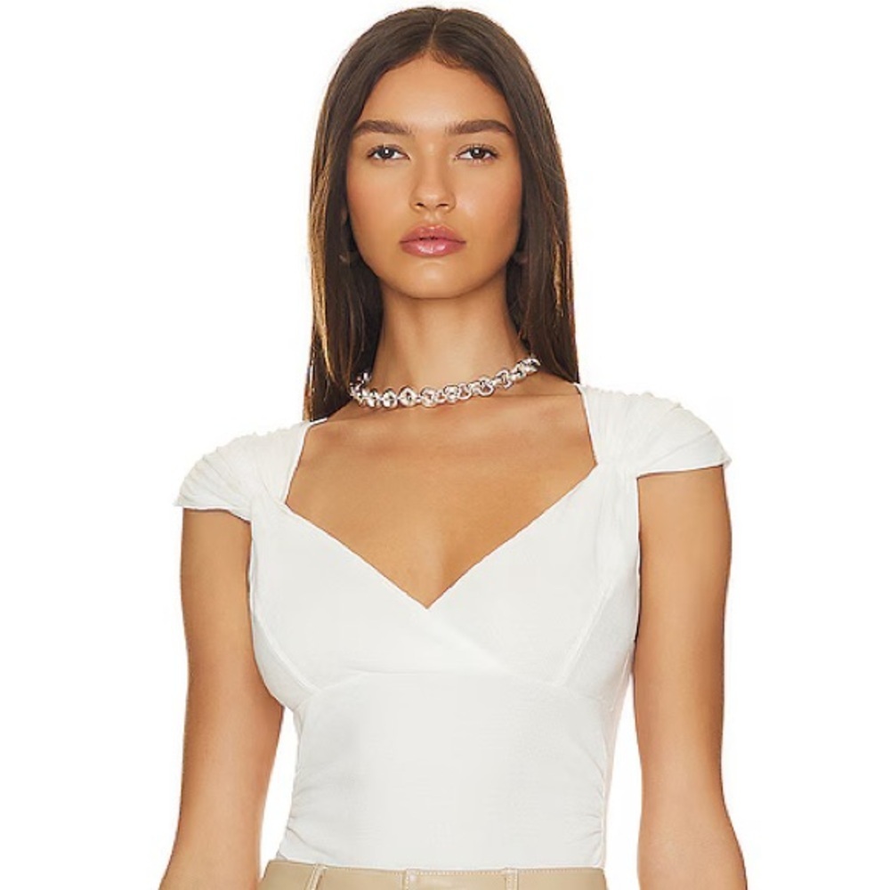 Free People Intimately Another Love Cap Sleeve Cotton White Bodysuit Medium